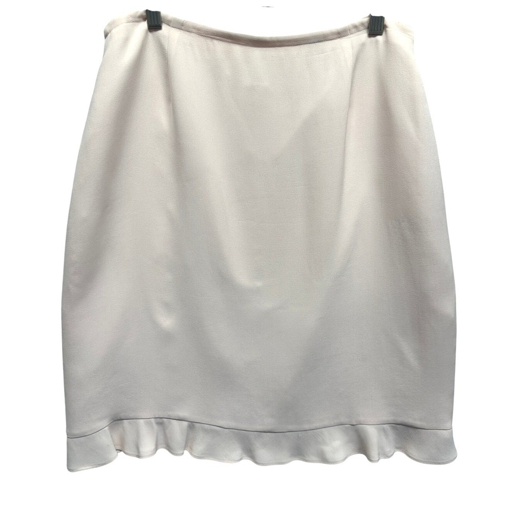 Talbots Petites Pink 100% Silk Ruffle Hem Skirt Size 12P Side Zip Lined